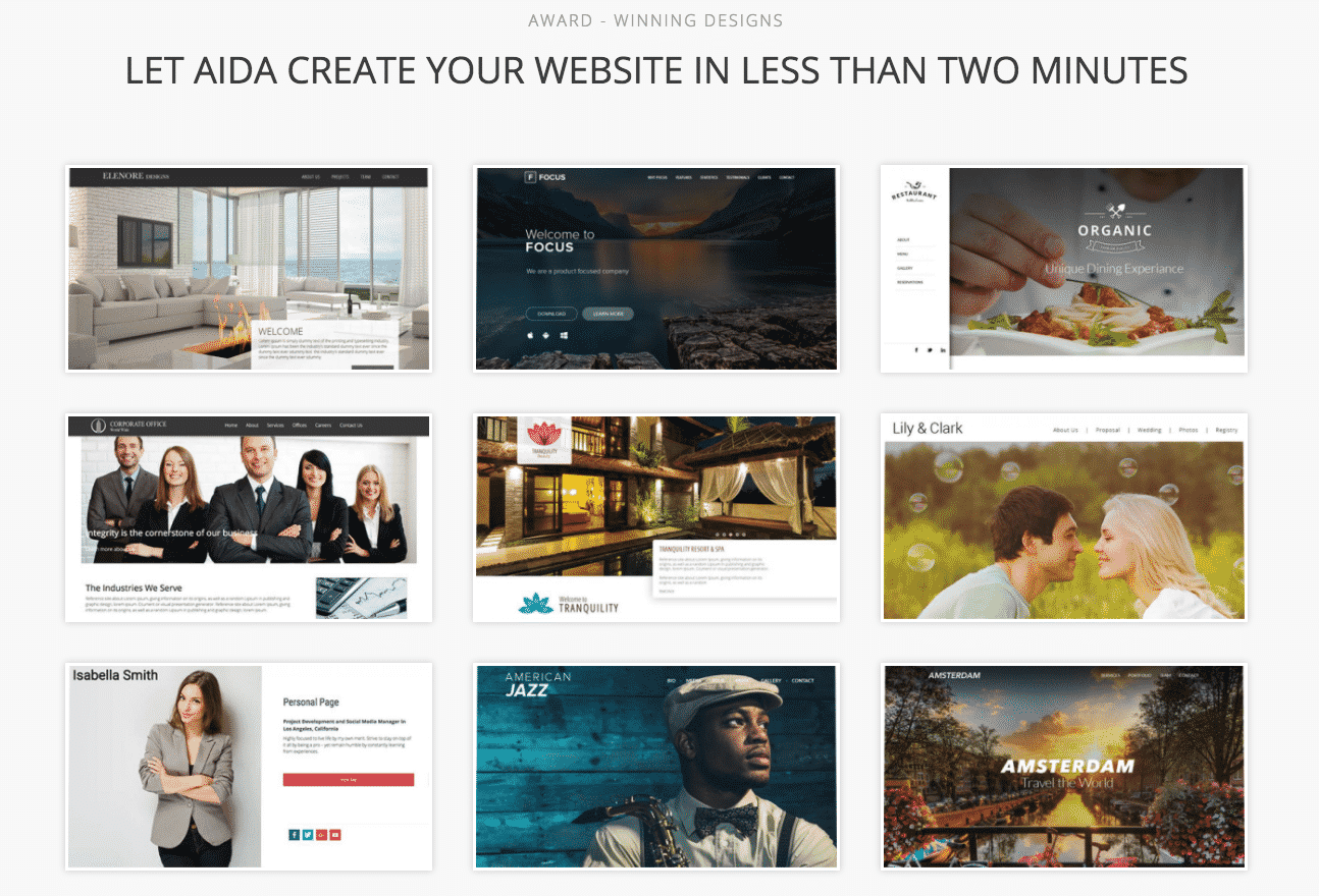 AiDA bookmark AI website design platform