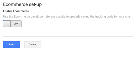 Google Analytics ecommerce setting