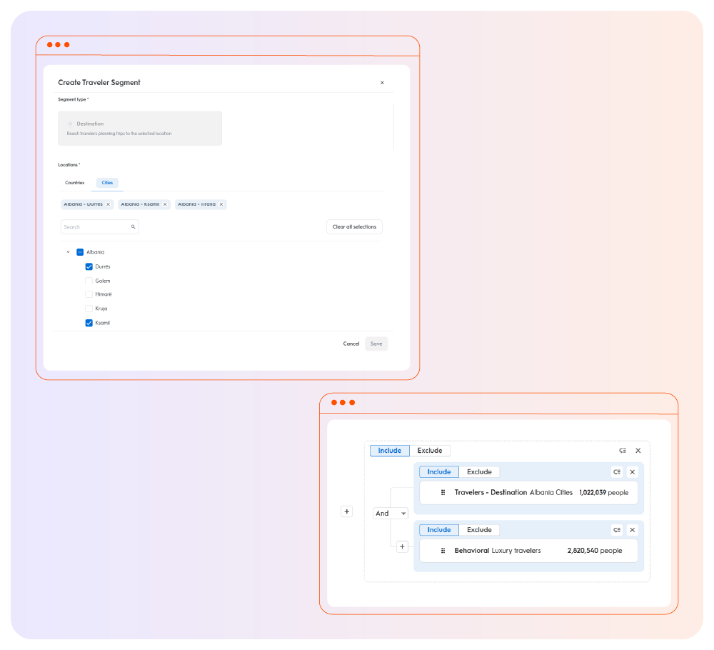 Destination segments in Criteo Commerce Growth